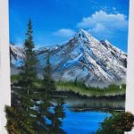 Alpine Lake and mountain peak oil painting by Kevin Wolff