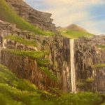 Canyon Falls Bob Ross style oil painting by Kevin Wolff